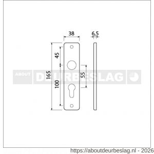 Ami 165/4 RH kortschild aluminium rondhoek profielcilinder PC 55 F1 - R10900507 - afbeelding 2