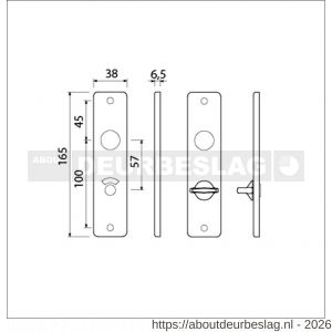 Ami 165/4 RH kortschild aluminium rondhoek toilet- en badkamersluiting WC 5/57 mm F1 - R10900511 - afbeelding 2