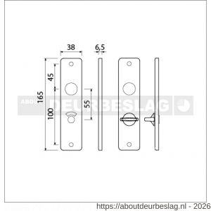 Ami 165/4 RH kortschild aluminium rondhoek toilet- en badkamersluiting WC 8/55 mm F1 - R10900512 - afbeelding 2