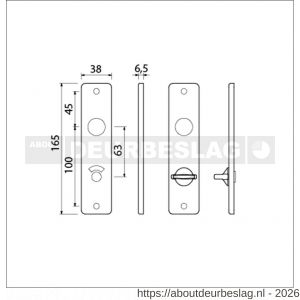 Ami 165/4 RH kortschild aluminium rondhoek toilet- en badkamersluiting WC 8/63 mm F1 - R10900513 - afbeelding 2