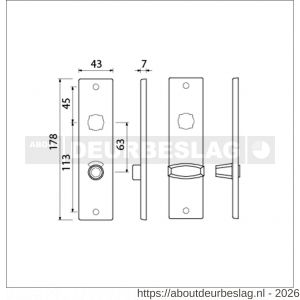 Ami 178/43 kortschild aluminium toilet- en badkamersluiting WC 8/63 mm F1 - R10900549 - afbeelding 2