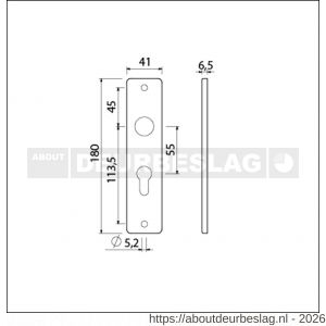 Ami 180/41 RH kortschild aluminium rondhoek profielcilinder PC 55 zwart RAL 9005 structuur finish - R10900581 - afbeelding 2