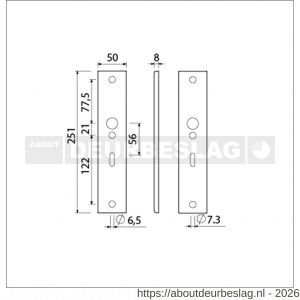 Ami 251/50/8 langschild aluminium sleutelgat SLG 56 F1 R6,5/R7,3 - R10900682 - afbeelding 2