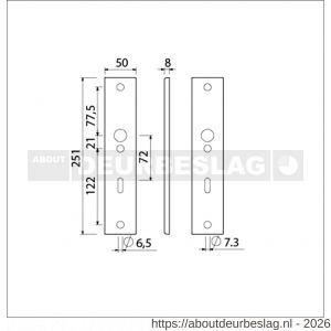 Ami 251/50/8 langschild aluminium sleutelgat SLG 72 F1 R6,5/R7,3 - R10901736 - afbeelding 2