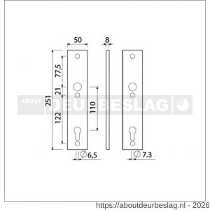 Ami 251/50/8 langschild aluminium profielcilinder PC 110 F1 R6,5/R7,3 - R10901739 - afbeelding 2