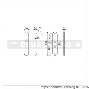 Ami VHB 250/50/1 veiligheidslangschild SKG*** ovaal VHB 250/50/1 buiten en binnen F1 profielcilinder PC 55 deurdikte 38-42 mm - R10900913 - afbeelding 2