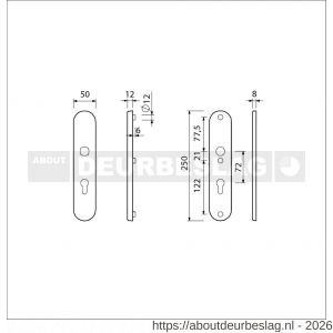 Ami VHB 250/50/1 veiligheidslangschild SKG*** ovaal VHB 250/50/1 buiten en binnen F1 profielcilinder PC 72 deurdikte 38-42 mm - R10900915 - afbeelding 2
