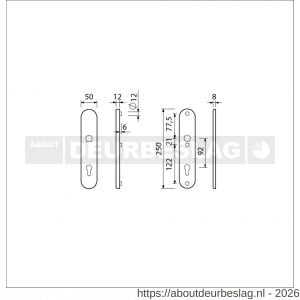 Ami VHB 250/50/1 veiligheidslangschild SKG*** ovaal VHB 250/50/1 buiten en binnen F1 profielcilinder PC 92 deurdikte 38-42 mm - R10900917 - afbeelding 2