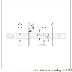 Ami VHB 250/15 KT veiligheidslangschild SKG*** kerntrekbeveiliging ovaal VHB 250/50/15 buiten kerntrek KT 92 en binnen profielcilinder PC 92 F1 deurdikte 38-42 mm - R10901474 - afbeelding 2