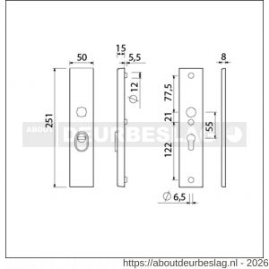 Ami VHB 251/15 KT veiligheidslangschild SKG*** kerntrekbeveiliging VHB 251/50/15 buiten kerntrek KT 55 en binnen profielcilinder PC 55 zwart deurdikte 38-42 mm - R10901517 - afbeelding 2