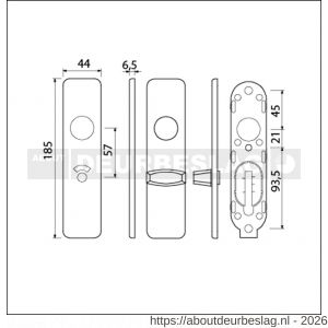 Ami 185/44 Klik kortschild aluminium toilet- en badkamersluiting WC 5/57 mm zwart RAL 9005 structuur finish toilet- en badkamersluiting WC knop Ami groot - R10900609 - afbeelding 2