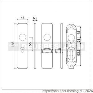 Ami 185/44 Klik kortschild aluminium toilet- en badkamersluiting WC 8/55 mm zwart RAL 9005 structuur finish toilet- en badkamersluiting WC knop Ami groot - R10900610 - afbeelding 2