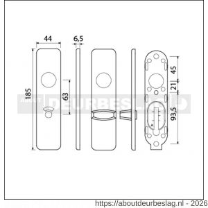 Ami 185/44 Klik kortschild aluminium toilet- en badkamersluiting WC 8/63 mm zwart RAL 9005 structuur finish toilet- en badkamersluiting WC knop Ami groot - R10900611 - afbeelding 2
