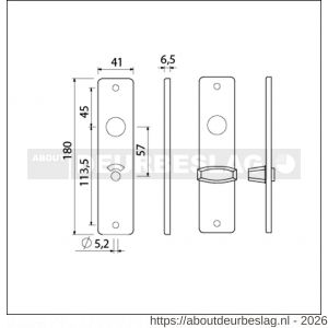 Ami 180/41 RH kortschild aluminium rondhoek toilet- en badkamersluiting WC 5/57 mm zwart RAL 9005 structuur finish - R10900586 - afbeelding 2