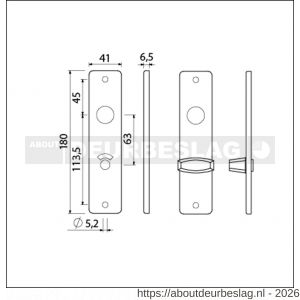 Ami 180/41 RH kortschild aluminium rondhoek toilet- en badkamersluiting WC 8/63 mm zwart RAL 9005 structuur finish - R10900588 - afbeelding 2