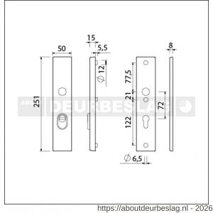 Ami VHB 251/15 KT veiligheidslangschild SKG*** kerntrekbeveiliging VHB 251/50/15 buiten kerntrek KT 72 en binnen profielcilinder PC 72 zwart deurdikte 38-42 mm - R10901518 - afbeelding 2