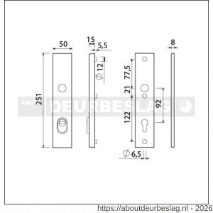 Ami VHB 251/15 KT veiligheidslangschild SKG*** kerntrekbeveiliging VHB 251/50/15 buiten kerntrek KT 92 en binnen profielcilinder PC 92 zwart deurdikte 38-42 mm - R10901519 - afbeelding 2