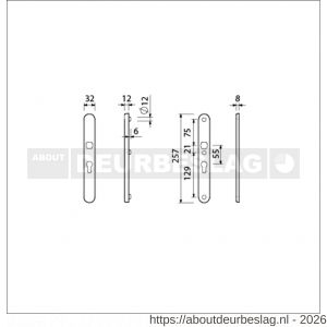 Ami VHB 257/32/2 veiligheidssmalschild SKG** ovaal VHB 257/32/2 buiten en binnen profielcilinder PC 55 F1 deurdikte 53-57 mm - R10901569 - afbeelding 2