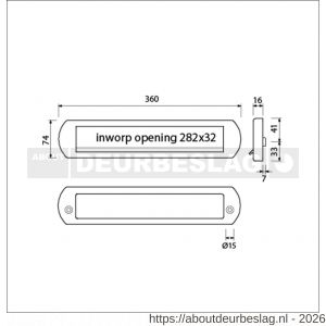 Ami EP 970/1 briefplaat met veer Archi Design Irox deurdikte 38-42 mm Climate Comfort - R10900077 - afbeelding 2
