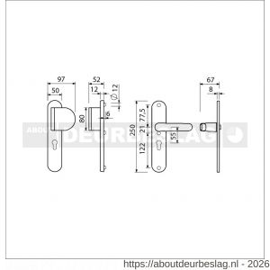 Ami VHB 250/50/1-90/83-378 veiligheids Rotaveer duwer-kruk langschildgarnituur SKG*** Archi Design ovaal VHB 250/50/1 profielcilinder PC 55 deurduwer 90/83 rechts en deurkruk 378 Rota Irox deurdikte 38-42 mm - R10900951 - afbeelding 2
