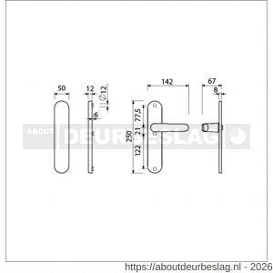 Ami VHB 250/50/1-378 veiligheids Rotaveer kruk-kruk langschildgarnituur SKG*** ovaal VHB 250/50/1 geheel blind 250/50/1 blind deurkruk 378 Rota F1 deurdikte 53-57 mm - R10901221 - afbeelding 2