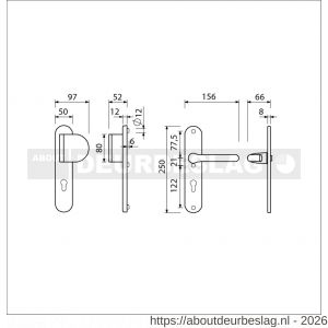 Ami VHB 250/50/1-90/83-386 veiligheids Rotaveer duwer-kruk langschildgarnituur SKG*** ovaal VHB 250/50/1 profielcilinder PC 72 deurduwer 90/83 rechts en deurkruk 386 Rota deurdikte 38-42 mm F1 - R10901129 - afbeelding 2