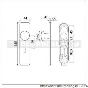 Ami 185/44 Klik knopkortschild aluminium knop 160/40 vast kortschild 185/44 Klik sleutelgat SLG 56 zwart RAL 9005 structuur finish - R10900741 - afbeelding 2