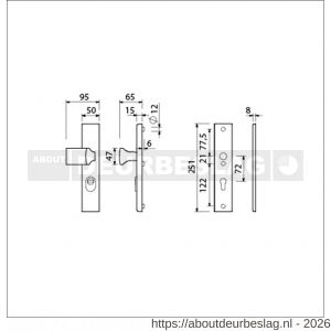 Ami VHB 251/15-144 KT senioren veiligheidsvoordeur-knoplangschildgarnituur SKG*** kerntrekbeveiliging omkeer VHB 251/50/15 kerntrek KT 72 omkeer knop 144 zonder deurkruk profielcilinder PC 72 omkeer F1 deurdikte 38-42 mm - R10901270 - afbeelding 2