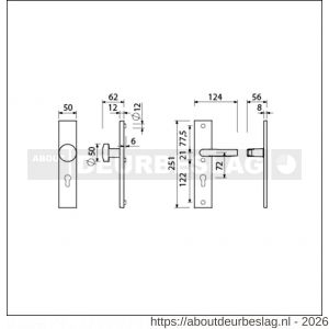 Ami VHB 251/50-169/50 veiligheidsvoordeur-knoplangschildgarnituur SKG*** VHB 251/50 knop 169/50 buiten en binnen profielcilinder PC 72 zonder deurkruk F1 deurdikte 38-42 mm - R10901074 - afbeelding 2