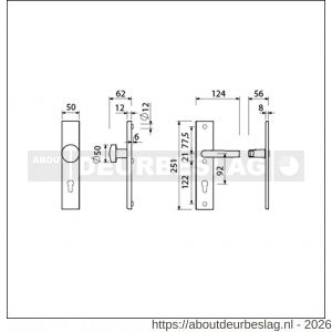 Ami VHB 251/50-169/50 veiligheidsvoordeur-knoplangschildgarnituur SKG*** VHB 251/50 knop 169/50 buiten en binnen profielcilinder PC 92 en deurkruk 332 F1 deurdikte 38-42 mm - R10901076 - afbeelding 2