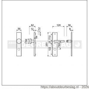 Ami VHB 251/50-169/50 veiligheidsvoordeur-knoplangschildgarnituur SKG*** VHB 251/50 knop 169/50 buiten en binnen RC 22-73.5 en deurkruk 332 F1 deurdikte 38-42 mm - R10901077 - afbeelding 2