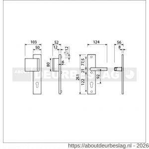 Ami VHB 251/50-90/80 veiligheidsvoordeur-duwerlangschildgarnituur SKG*** VHB 251/50 profielcilinder PC 92 deurduwer 90/80 links F2 profielcilinder PC 92 en deurkruk 332 deurdikte 53-57 mm - R10901013 - afbeelding 2