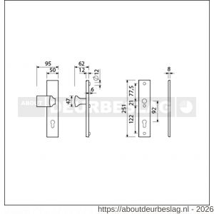 Ami VHB 251/50-144 veiligheidsvoordeur-knoplangschildgarnituur SKG*** VHB 251/50 profielcilinder PC 92 knop Varo 144 F1 profielcilinder PC 92 zonder deurkruk deurdikte 38-42 mm - R10901066 - afbeelding 2