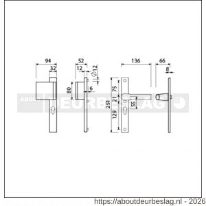 Ami VHB 251/32-90/80-379 veiligheids Rotaveer duwer-kruk smalschildgarnituur SKG** VHB 251/32 profielcilinder PC 55 deurduwer 90/80 links F1 en deurkruk 379 Rota 251/32 profielcilinder PC 55 deurdikte 53-57 mm - R10900818 - afbeelding 2