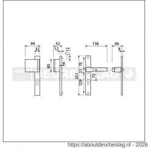 Ami VHB 251/32-90/80-379 veiligheids Rotaveer duwer-kruk smalschildgarnituur SKG** VHB 251/32 profielcilinder PC 72 deurduwer 90/80 links F1 en deurkruk 379 Rota 251/32 profielcilinder PC 72 deurdikte 53-57 mm - R10900820 - afbeelding 2