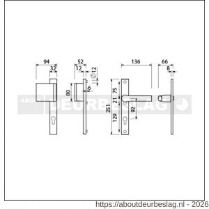 Ami VHB 251/32-90/80-379 veiligheids Rotaveer duwer-kruk smalschildgarnituur SKG** VHB 251/32 profielcilinder PC 92 deurduwer 90/80 links F1 en deurkruk 379 Rota 251/32 profielcilinder PC 92 deurdikte 53-57 mm - R10900822 - afbeelding 2