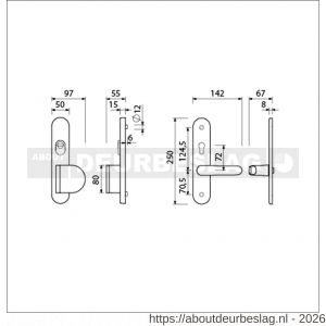 Ami VHB 250/15-90/83-378 KT senioren veiligheids Rotaveer duwer-kruk langschildgarnituur SKG*** kerntrekbeveiliging omkeer Archi Design VHB 250/15 kerntrek KT 72 omkeer deurduwer 90/83 rechts en deurkruk 378 Rota Irox 2 GTS - R10901102 - afbeelding 2