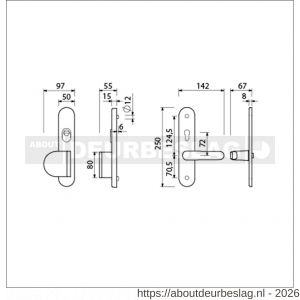 Ami VHB 250/15-90/83-378 KT senioren veiligheids Rotaveer duwer-kruk langschildgarnituur SKG*** kerntrekbeveiliging omkeer Archi Design VHB 250/15 kerntrek KT 72 omkeer deurduwer 90/83 links en deurkruk 378 Rota Irox 2 GTS - R10901103 - afbeelding 2