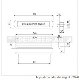 Ami EP 975 briefplaat-tochtklep met schacht aluminium wit RAL 9010 deurdikte 53-57 mm Climate Comfort - R10900032 - afbeelding 2