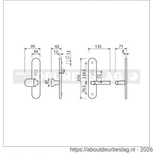 Ami VHB 250/50/1-145 senioren veiligheidsvoordeur-knoplangschildgarnituur SKG** ovaal omkeer VHB 250/50/1 profielcilinder PC 72 omkeer Varo knop 145 en deurkruk 369 F1 deurdikte 38-42 mm 2G - R10900858 - afbeelding 2