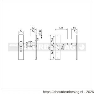 Ami VHB 251/50-169/50 veiligheidsvoordeur-knoplangschildgarnituur SKG*** VHB 251/50 profielcilinder PC 55 knop 169/50 F1 profielcilinder PC 55 en deurkruk 332 M6 deurdikte 38-42 mm - R10901072 - afbeelding 2