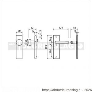 Ami VHB 193/50-169/50 veiligheidsvoordeur-knopkortschildgarnituur SKG*** VHB 193/50 knop 169/50 buiten en binnen blind en deurkruk 332 F1 deurdikte 38-42 mm - R10901035 - afbeelding 2