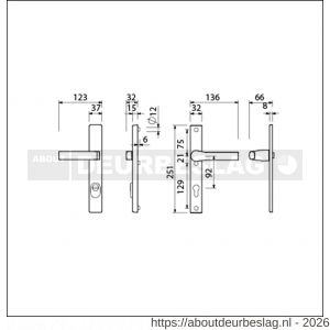 Ami VHB 251/37-353 KT veiligheids Rotaveer kruk-kruk smalschildgarnituur SKG*** kerntrekbeveiliging VHB 251/37 kerntrek KT 92 en deurkruk 353 vastdraaibaar F1 en deurkruk 379 Rota 251/32 profielcilinder PC 92 deurdikte 53-57 mm - R10901618 - afbeelding 2