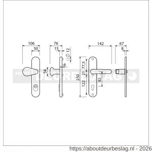 Ami VHB 250/15-173-378 KT veiligheids Rotaveer knop-kruk langschildgarnituur SKG*** kerntrekbeveiliging VHB knop 173 Varo en deurkruk 378 Rota 250/15 buiten kerntrek KT 92 binnen profielcilinder PC 92 Irox deurdikte 38-42 mm - R10901303 - afbeelding 2