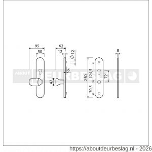 Ami VHB 250/50/1-145 senioren veiligheidsvoordeur-knoplangschildgarnituur SKG** ovaal omkeer VHB 250/50/1 profielcilinder PC 72 omkeer Varo knop 145 zonder deurkruk F1 deurdikte 38-42 mm 2G - R10900859 - afbeelding 2