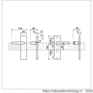 Ami VHB 193/50 veiligheidskortschild SKG*** VHB 193/50 buiten blind en binnen profielcilinder PC 55 met deurkruk 332 F1 deurdikte 38-42 mm - R10901351 - afbeelding 2