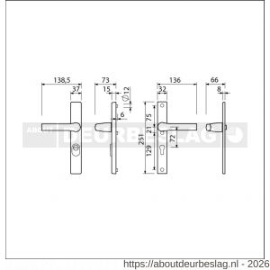 Ami VHB 251/37-379 KT veiligheids Rotaveer kruk-kruk smalschildgarnituur SKG*** kerntrekbeveiliging VHB en deurkruk 379 Rota 251/37 kerntrek KT 72 F1 en deurkruk 379 Rota 251/32 profielcilinder PC 72 deurdikte 53-57 mm - R10901620 - afbeelding 2