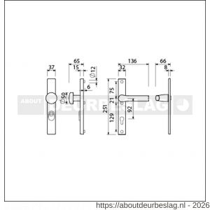 Ami VHB 251/37-169/50 KT veiligheids Rotaveer knop-kruk smalschildgarnituur SKG*** kerntrekbeveiliging VHB 251/37 kerntrek KT 92 knop 169/50 F1 en deurkruk 379 Rota 251/32 profielcilinder PC 92 deurdikte 53-57 mm - R10901616 - afbeelding 2
