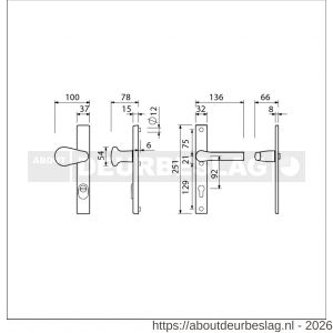Ami VHB 251/37-173-379 KT veiligheids Rotaveer knop-kruk smalschildgarnituur SKG*** kerntrekbeveiliging VHB knop 173 Rota 251/37 kerntrek KT 92 F1 en deurkruk 379 Rota 251/32 profielcilinder PC 92 deurdikte 53-57 mm - R10901763 - afbeelding 2