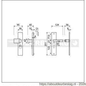Ami VHB 251/15-144 KT veiligheidsvoordeur-knoplangschildgarnituur SKG*** kerntrekbeveiliging VHB 251/50/15 kerntrek KT 55 knop 144 en deurkruk 332 profielcilinder PC 55 F1 deurdikte 38-42 mm - R10901324 - afbeelding 2